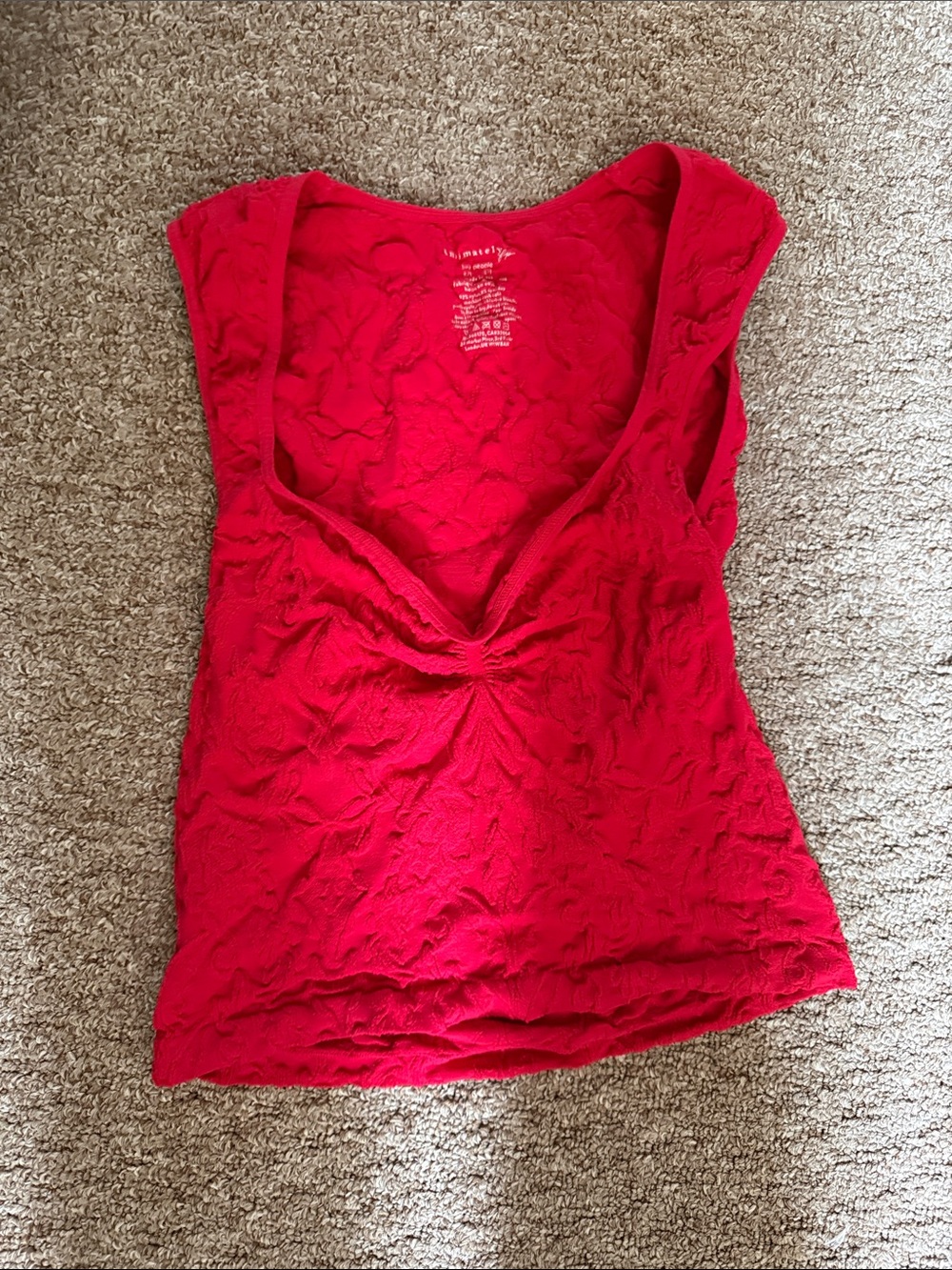 Free people - Red Lace-Textured V-Neck Women's Tank Top